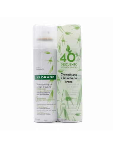 Klorane Champú Seco A La Leche De Avena 2x150ml