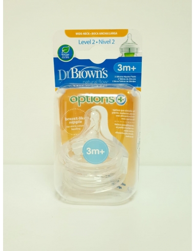 Dr Browns Tetina Boca Ancha Options + 3-6 meses Nivel 2 2uds